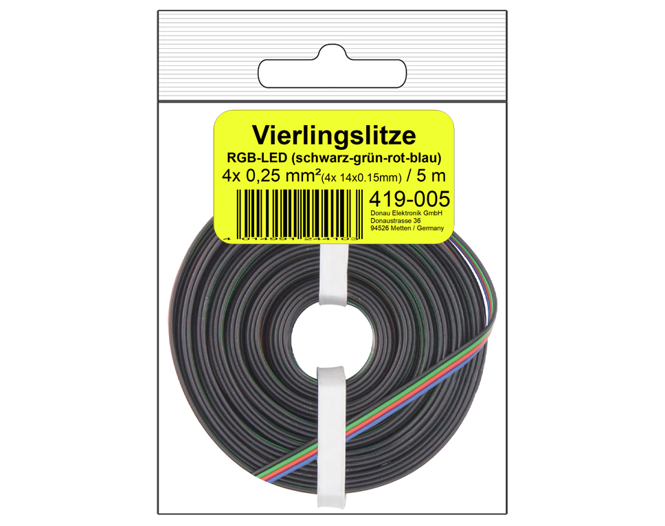 DONAU 419-005 - Fils à quatre brins 0,25 mm² / 5 m pour bandes LED RGB en SB  