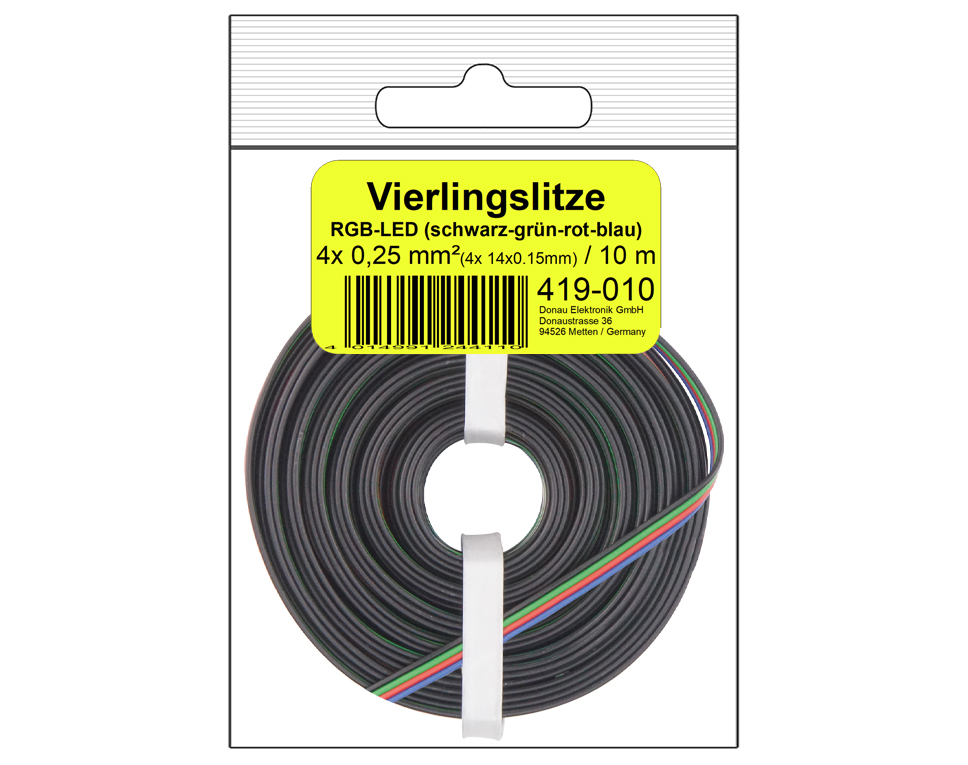 DONAU 419-010 - Fils à quatre brins 0,25 mm² / 10 m pour bandes LED RGB en SB  