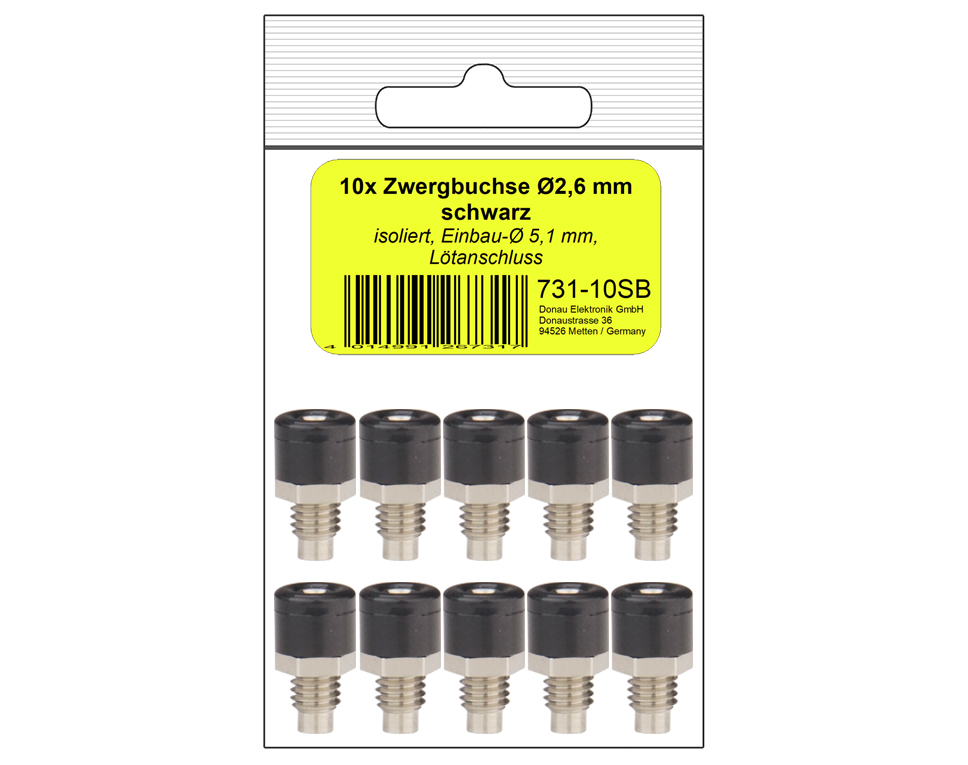 DONAU 731-10SB - 10 douilles naines noires en SB  