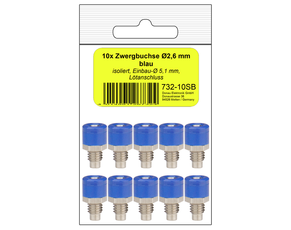 DONAU 732-10SB - 10 douilles naines bleues en SB  