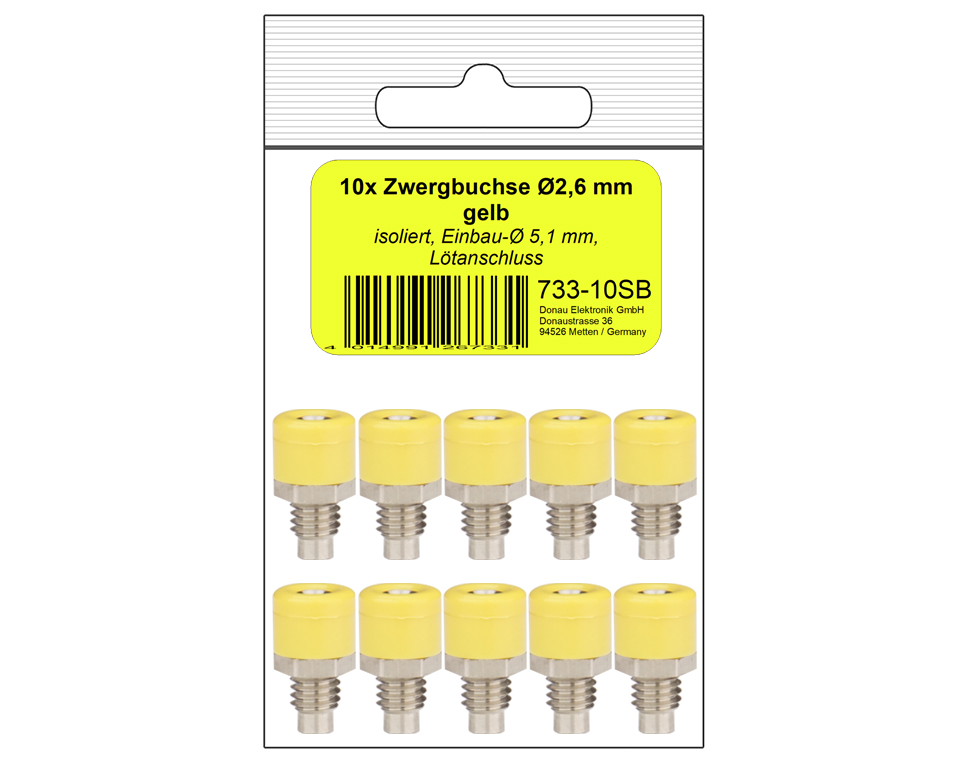 DONAU 733-10SB - 10 douilles naines jaunes en SB  