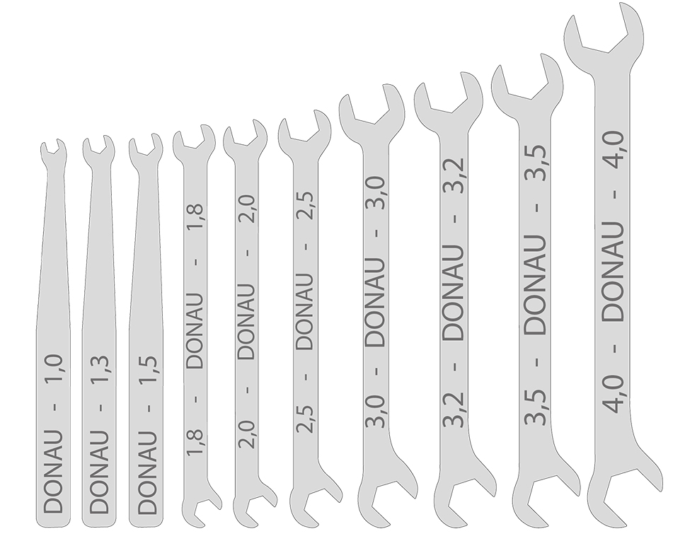 DONAU 980-SET - Jeu de micro-clés à fourche 10 pces 1-4 mm  