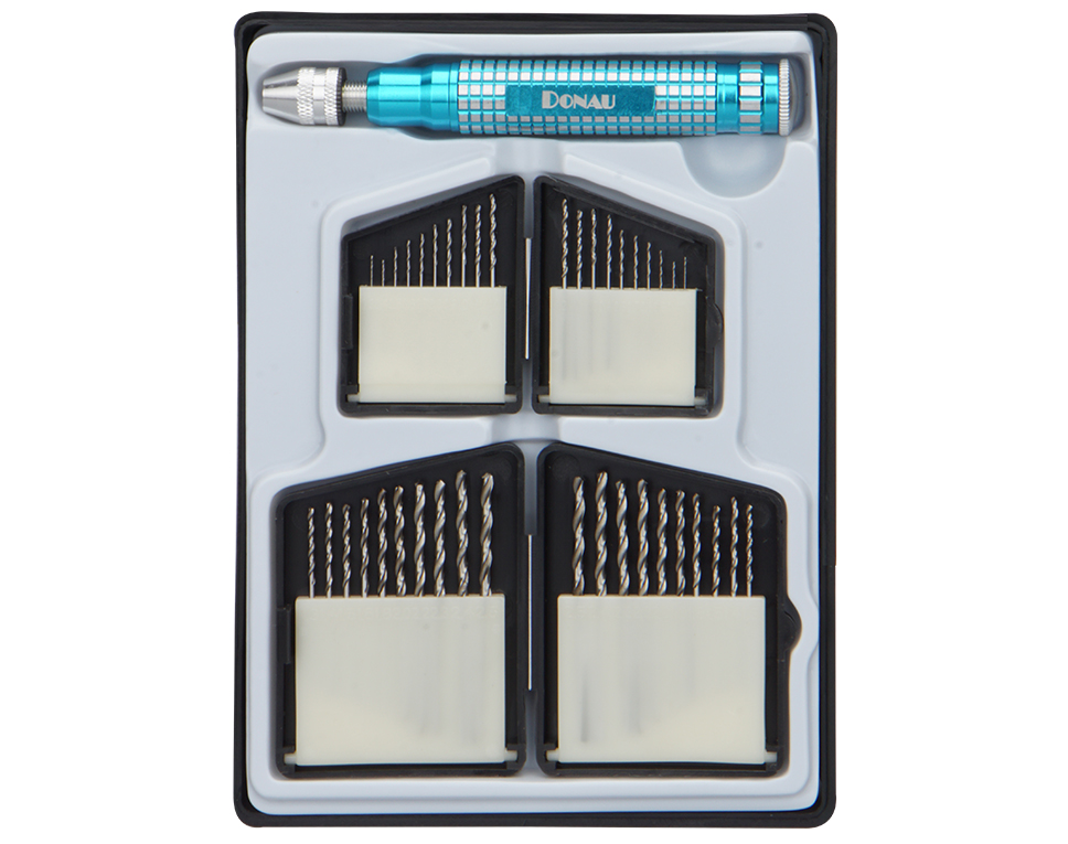 DONAU HSS250 - PROFILINE HSS Jeu de forets 40 pces Ø 0,3 - 2,5 mm  avec porte outil à mandrin
