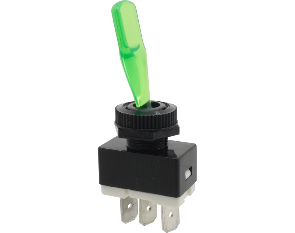 DONAU KS134 - Interrupteur à bascule, 1 pôle, noir, éclairage vert, ON-OFF  