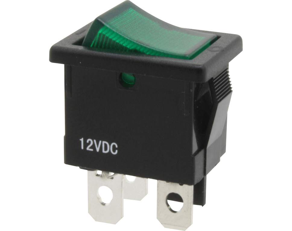 DONAU KWS134 - Interrupteur, 1 pôle, noir, éclairage vert, ON-OFF  