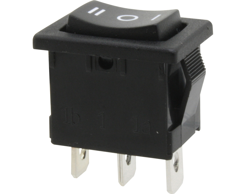 DONAU KWS21 - Commutateur avec position centrale, unipolaire, à enclenchement des deux côtés, ON-OFF-ON  