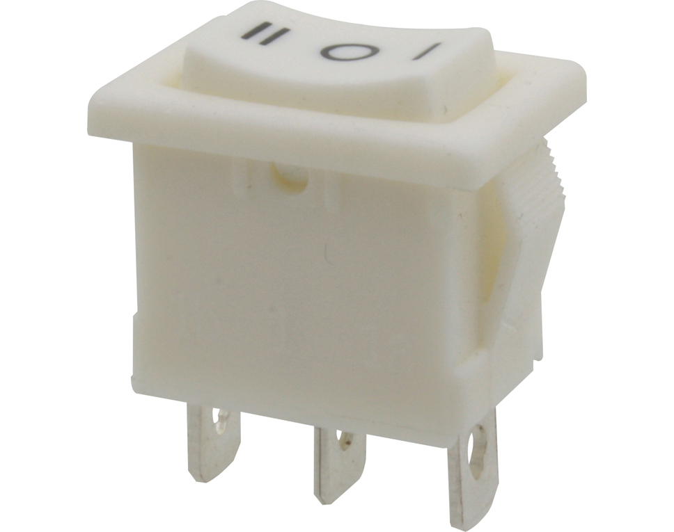 DONAU KWS21W - Commutateur avec position centrale, unipolaire, blanc, ON-OFF-ON  