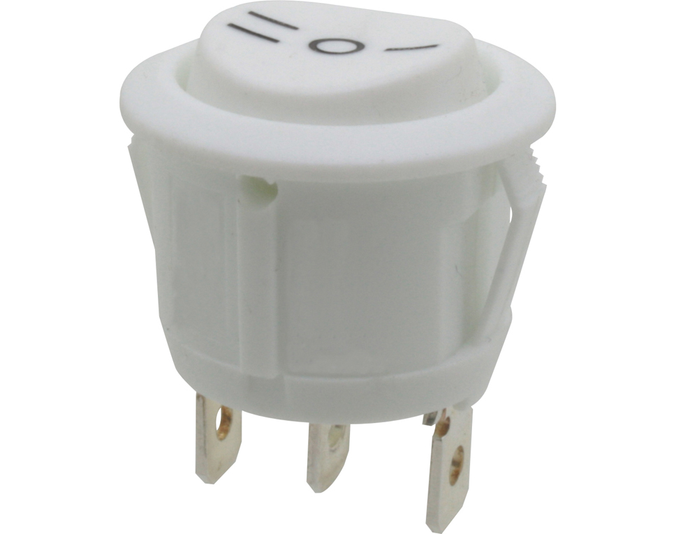 DONAU KWS321W - Commutateur avec position centrale, unipolaire, à accrochage des deux côtés, ON-OFF-ON  