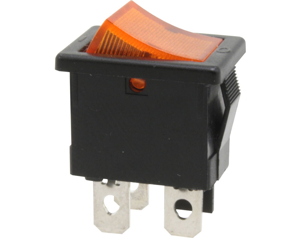 DONAU KWS33 - Interrupteur, 1 pôle, noir, illuminé en jaune, ON-OFF  