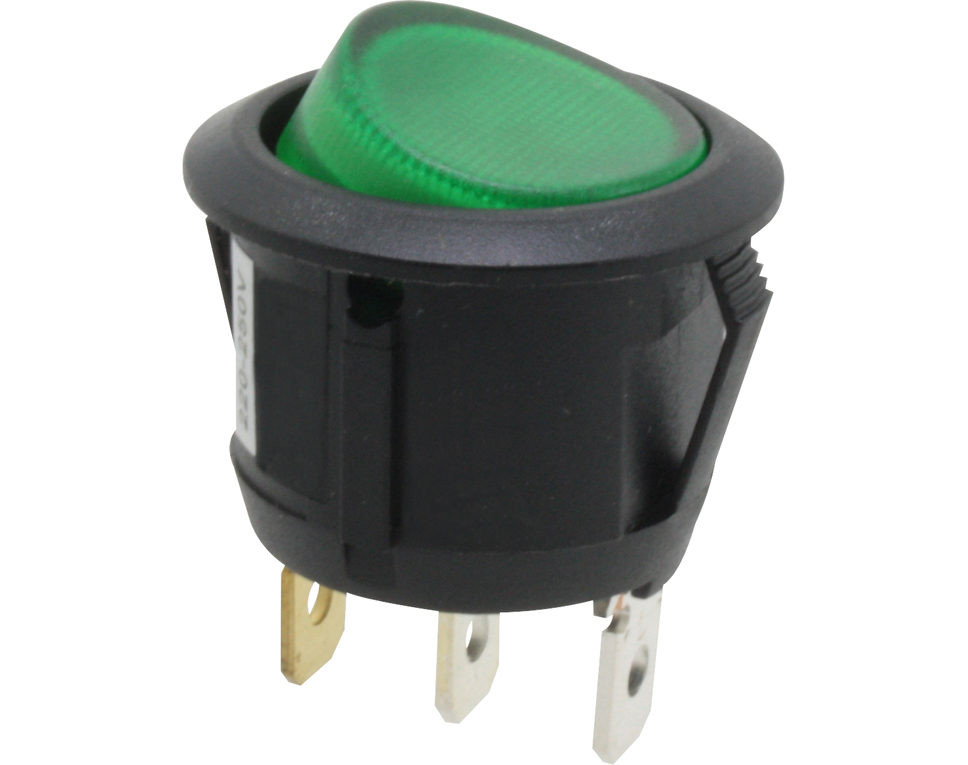 DONAU KWS334 - Interrupteur, 1 pôle, noir, rond, éclairage vert, ON-OFF  