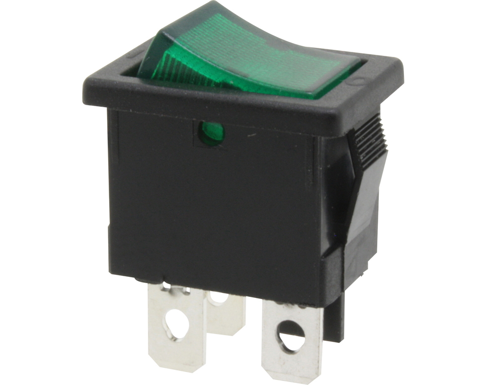 DONAU KWS34 - Interrupteur, 1 pôle, noir, éclairage vert, ON-OFF  