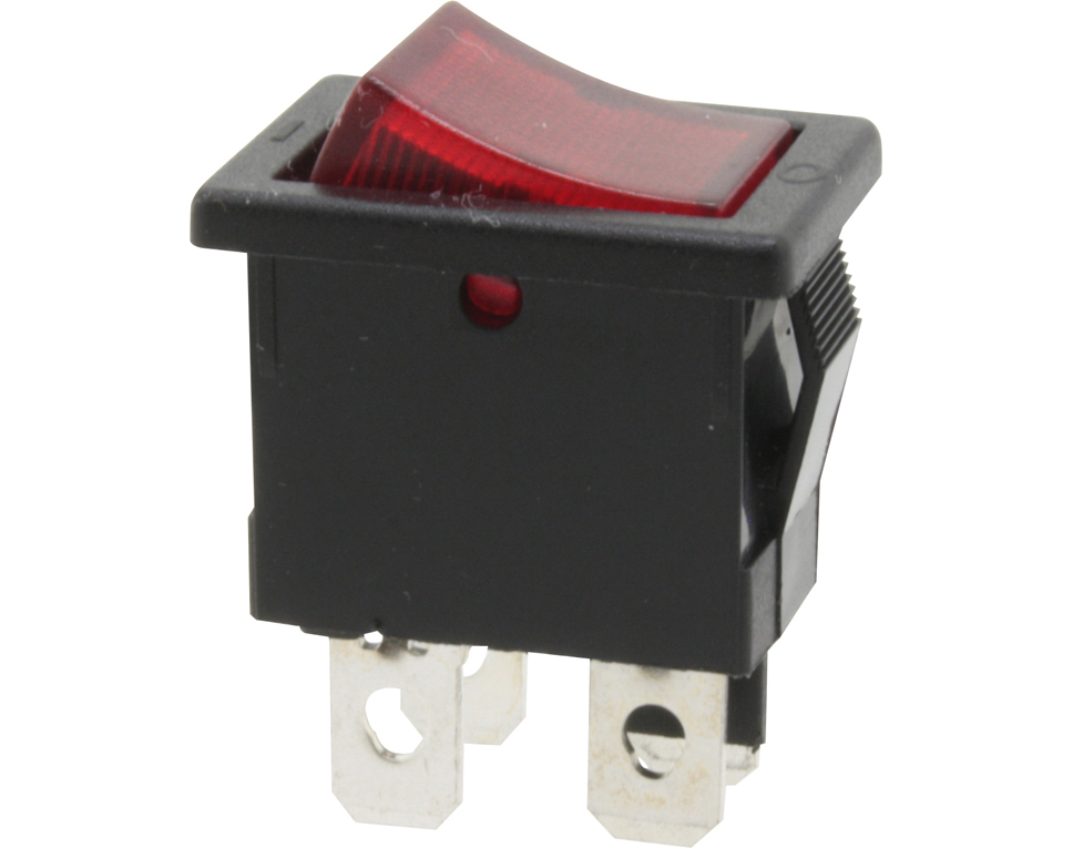 DONAU KWS40 - Interrupteur, 2 pôles, noir, illuminé en rouge, ON-OFF  