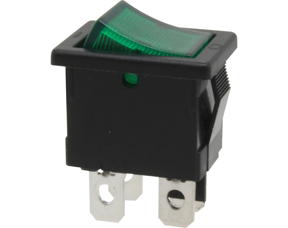 DONAU KWS44 - interrupteur, 2 pôles, noir, éclairage vert, ON-OFF  