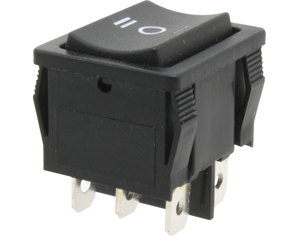 DONAU KWS61 - Commutateur avec position centrale, 2 pôles, enclenchement des deux côtés, ON-OFF-ON  