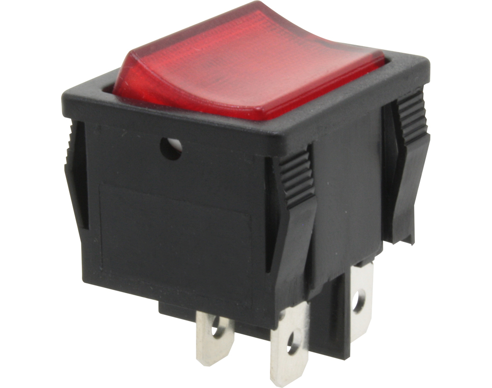 DONAU KWS70 - interrupteur, 2 pôles, noir, illuminé en rouge, ON-OFF  