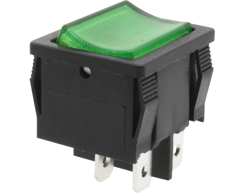 DONAU KWS74 - Interrupteur, 2 pôles, noir, éclairage vert, ON-OFF  