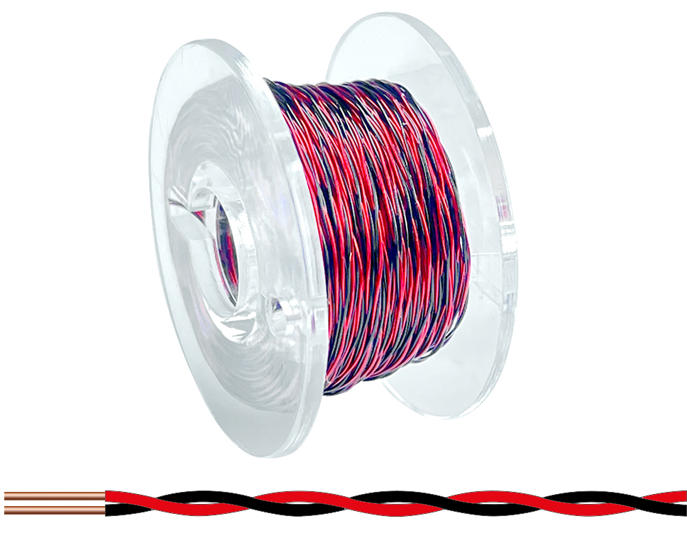 DONAU LD152-01 - Fil de cuivre émaillé Ø 0,15 mm 10m rouge/noir torsadé  