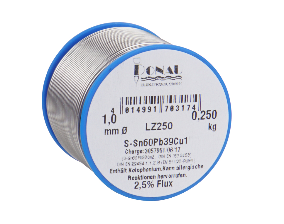 DONAU LZ250 - Étain de soudure Ø 1 mm, bobine de 250 g 