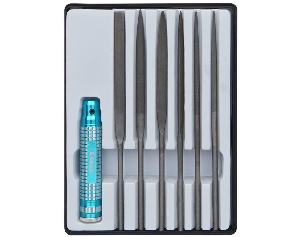 DONAU M60 - Profiline Limes aiguille set de 7 pièces avec support métallique  