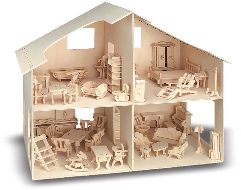 DONAU M880 - Kit de construction en bois maison de poupées avec meubles  