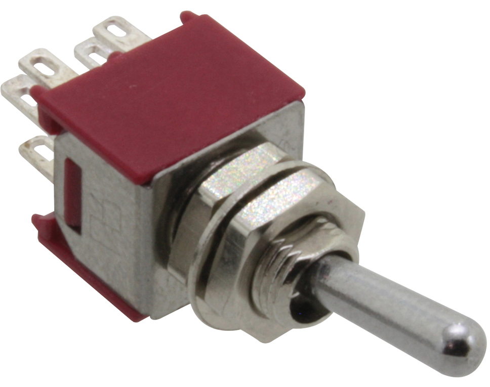 DONAU SKS242C - Interrupteur miniature à bascule, 2 pôles, commutateur avec position centrale, ON-OFF-ON  