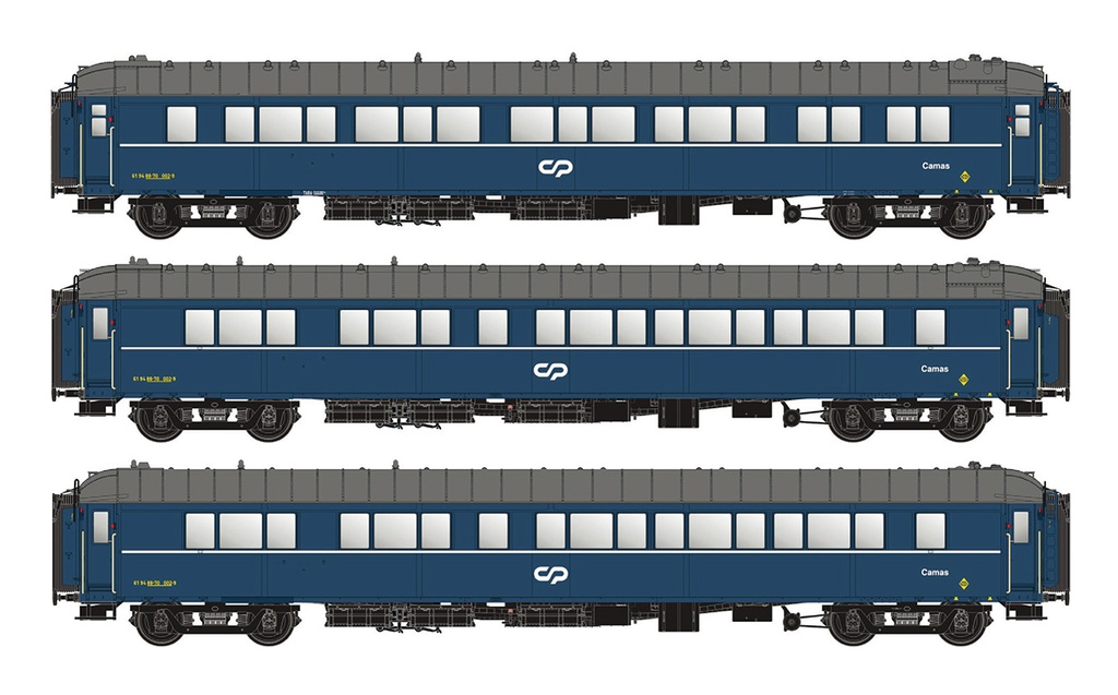 [LS MODELS 98017  ] LS MODELS 98017 S2U + S3 + S3, bleu, livrée CP, CIWL, châssis long/court, toit anglais/normal, 1ère classe / Ep. IIIB / CIWL / HO / DC / 3 P. 