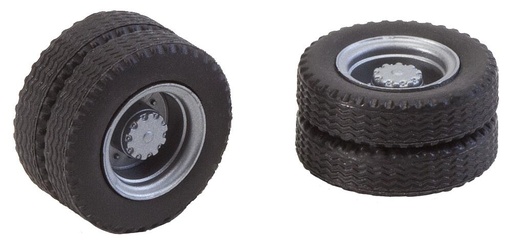 [Faller 163101  ] Faller 163101   H0  2 roues complètes (roues jumelées) pneus et jantes camion 