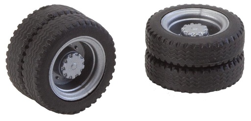 [Faller 163103  ] Faller 163103   H0  2 roues complètes (roues jumelées) pneus NQ et jantes pour camions / bus divers 