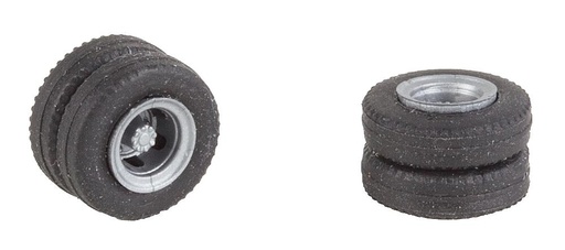 [Faller 163117  ] Faller 163117   H0  2 roues complètes pneus et jantes (Essieu arriére) pour Transporter et Bus 