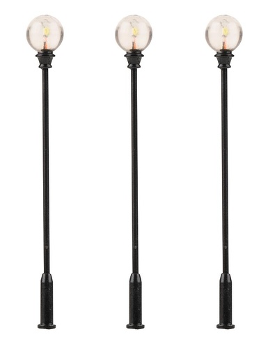 [Faller 180104  ] Faller 180104   H0  Réverbères de parc LED, lampes boule rapportée, froid blanc, 3 pièces 