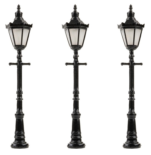 [Faller 180112  ] Faller 180112   H0  Réverbères de parc LED, lanternes hexagonale à couronne, blanch chaud, 3 pièces 