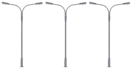 [Faller 180120  ] Faller 180120   H0  Lampadaire de rue LED, deux bras, blanc froid, 3 pièces 