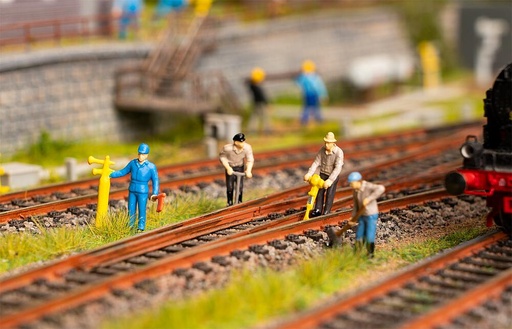 [Faller 180238  ] Faller 180238   H0  Lot de figurines avec minibruitage Poseurs de voie & corne de signal 