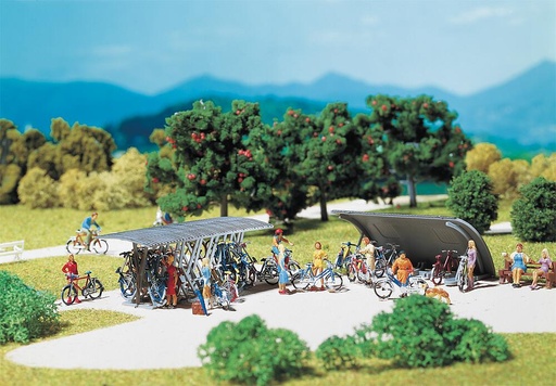 [Faller 180584  ] Faller 180584   H0  2 Râteliers à vélos avec bicyclettes 65 x 30 x 27 mm, 63 x 25 x 26 mm