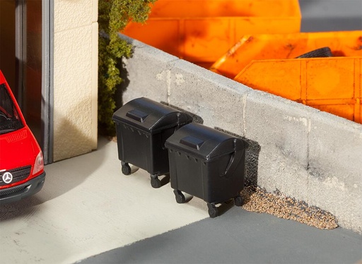 [Faller 180933  ] Faller 180933   H0  2 Poubelles, noires 