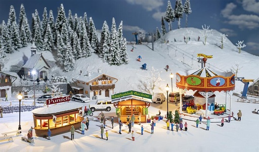 [Faller 190143  ] Faller 190143   H0  Coffret promotionnel Marché de Noël 86 x 57 x 54 mm, 70 x 39 x 59 mm, Ø 125 x 115 mm