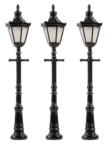 [Faller 272128  ] Faller 272128   N  Réverbères de parc LED, lanternes hexagonale à couronne, blanch chaud, 3 pièces 