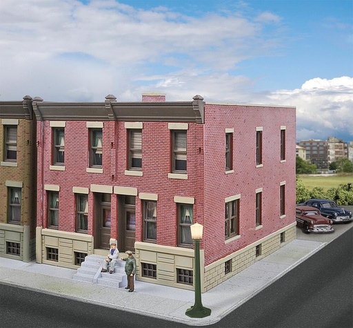 [WALTHERS 933-3778  ] WALTHERS 933-3778   H0  Maison mitoyenne avec toit plat 19,8 x 10,8 x 10,1 cm