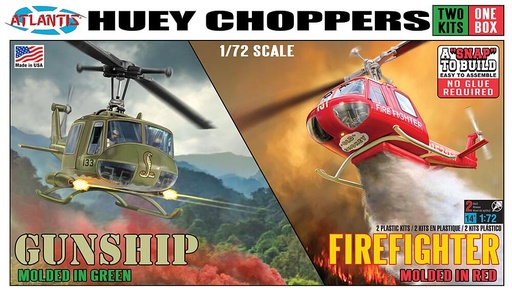 [ATLANTIS AMCM1026  ] ATLANTIS AMCM1026  1/72 Huey Choppers, set de 2 snap kit 