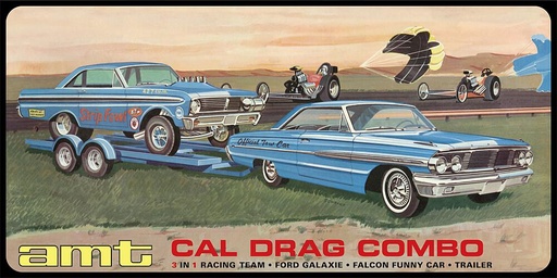[AMT AMT1223/06  ] AMT AMT1223/06  1/25 Cal Drag Combo 1964 Galaxie, AWB Falcon &amp; Trailer 
