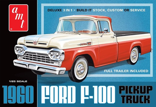 [AMT AMT1407/12  ] AMT AMT1407/12  1/25 1960 Ford F-100 Pickup w/Trailer NEW TOOLING 