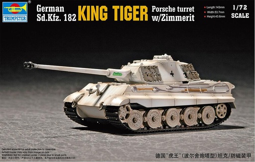[TRUMPETER 7292  ] TRUMPETER 7292  1/72 Königstiger avec tour Porsche/Zimmerit 