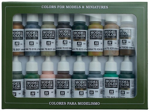 [VALLEJO 70114  ] VALLEJO 70114  Set de peinture, couleurs allemandes, camouflage, WWII, 16 x 17 ml 