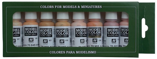[VALLEJO 70124  ] VALLEJO 70124  Set de couleurs, teintes visage et peau, 8 x 17 ml 