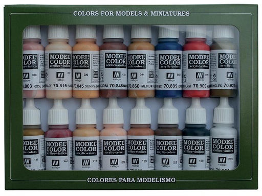 [VALLEJO 70125  ] VALLEJO 70125  Kit de coloration, visage &amp; peau, 16 x 17 ml 
