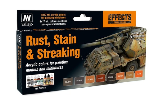 [VALLEJO 70183  ] VALLEJO 70183  Kit de peinture, rouille &amp; saleté, 8 x 17 ml 