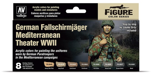 [VALLEJO 70188  ] VALLEJO 70188  Set couleur parachutistes allemands, Méditerranée WWII 