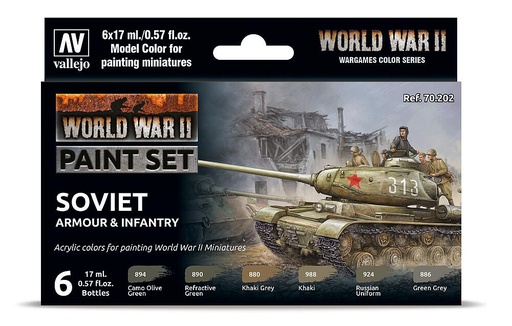[VALLEJO 70202  ] VALLEJO 70202  Set de couleurs, blindage et infanterie soviétiques, WWII 