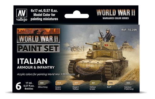 [VALLEJO 70209  ] VALLEJO 70209  Kit de peinture, blindage italien &amp; infanterie, WWII 