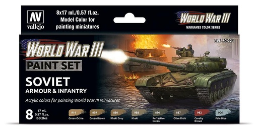 [VALLEJO 70221  ] VALLEJO 70221  Set de couleurs, blindage et infanterie soviétiques, WWIII 